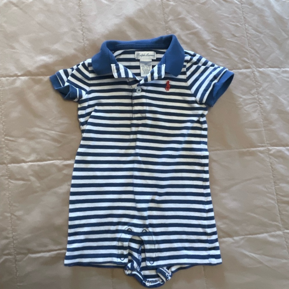 Ralph Lauren size 6 month striped polo shortall